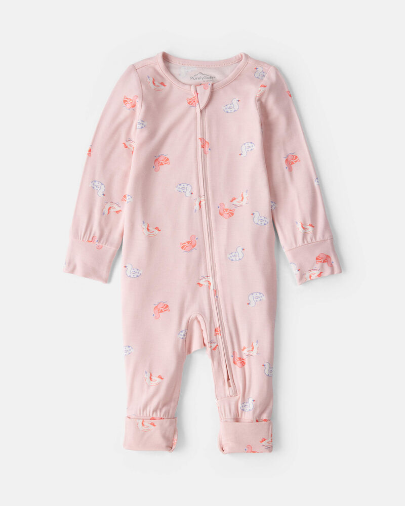 Baby Girl Flamingo PurelySoft&trade; Snug Fit Sleeper - Pink, image 1 of 9 slides