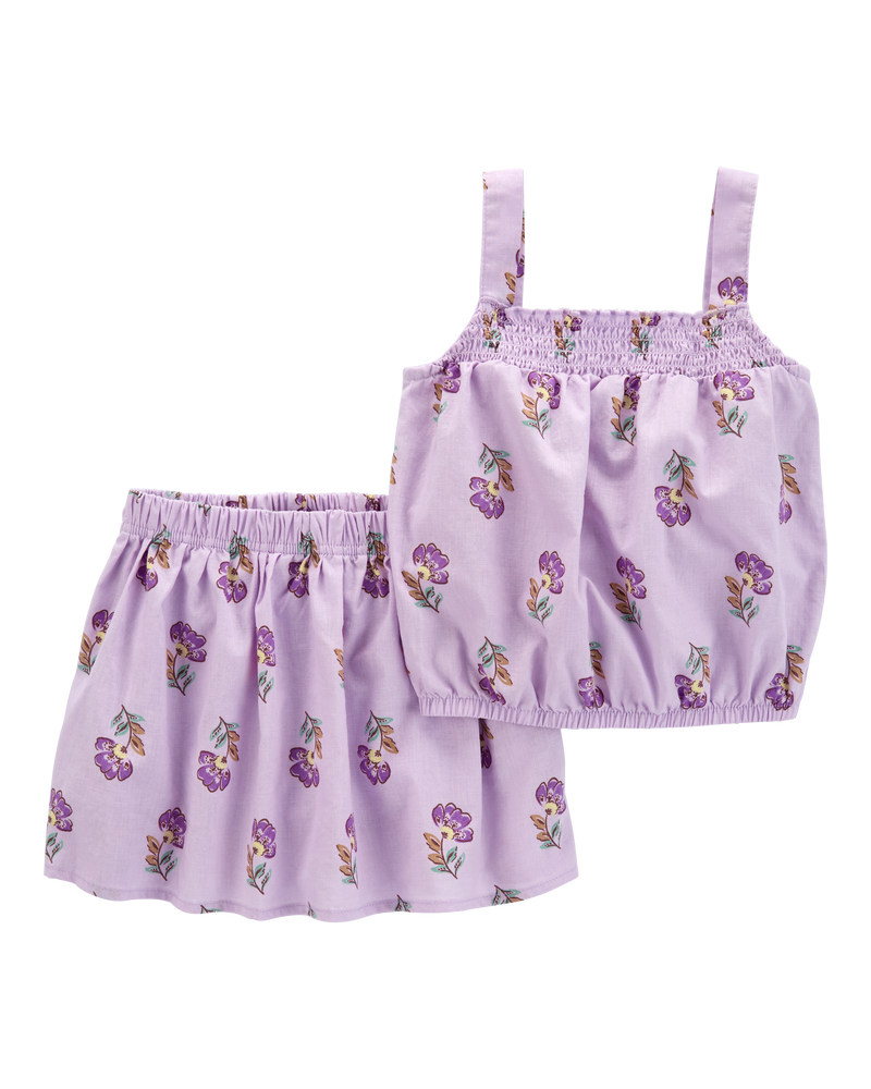 Toddler 2-Piece Floral Linen Tank & Skort Set, image 5 of 6 slides
