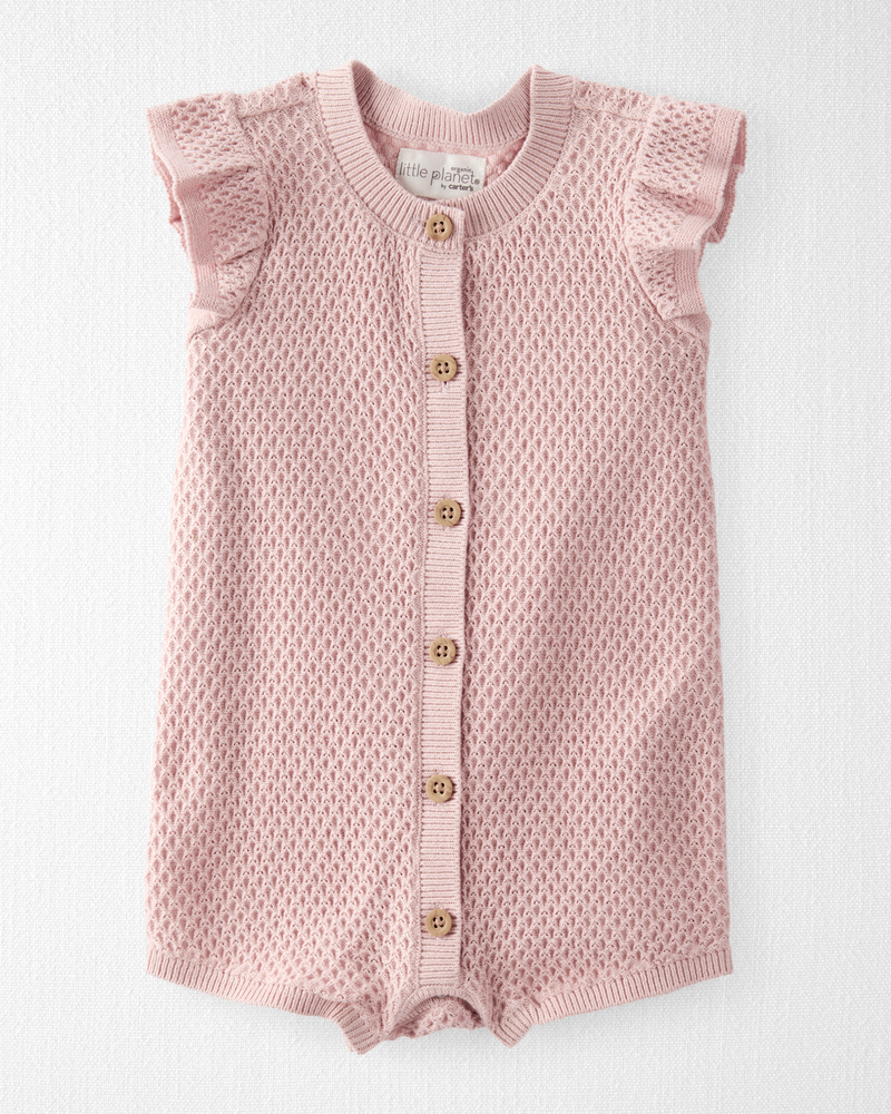 Baby Organic Cotton Crotchet Knit Romper, image 1 of 3 slides