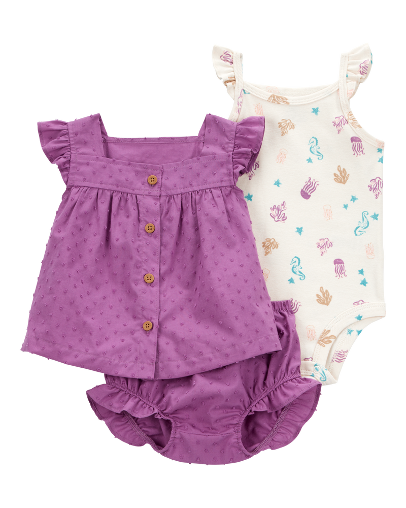 Baby 3-Piece Seahorse Little Diaper Cover Set, image 1 of 4 slides