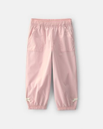 Toddler Girl Bow-Cuff Poplin Joggers - Pink, 
