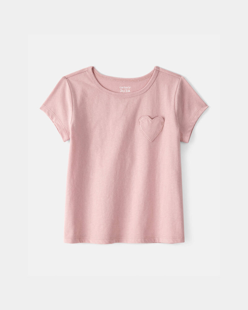 Toddler Girl Heart Pocket Top - Pink, image 1 of 3 slides