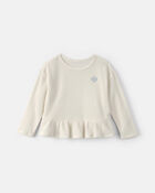 Toddler Girl Thermal Long-Sleeve Peplum Top - Cream, image 1 of 3 slides