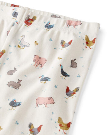 Jeune - Pyjama 2 pièces en coton à manches longues à motif d’animaux de ferme - Crème , 