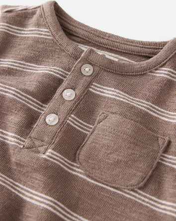 Baby Organic Cotton Romper in Stripes, 