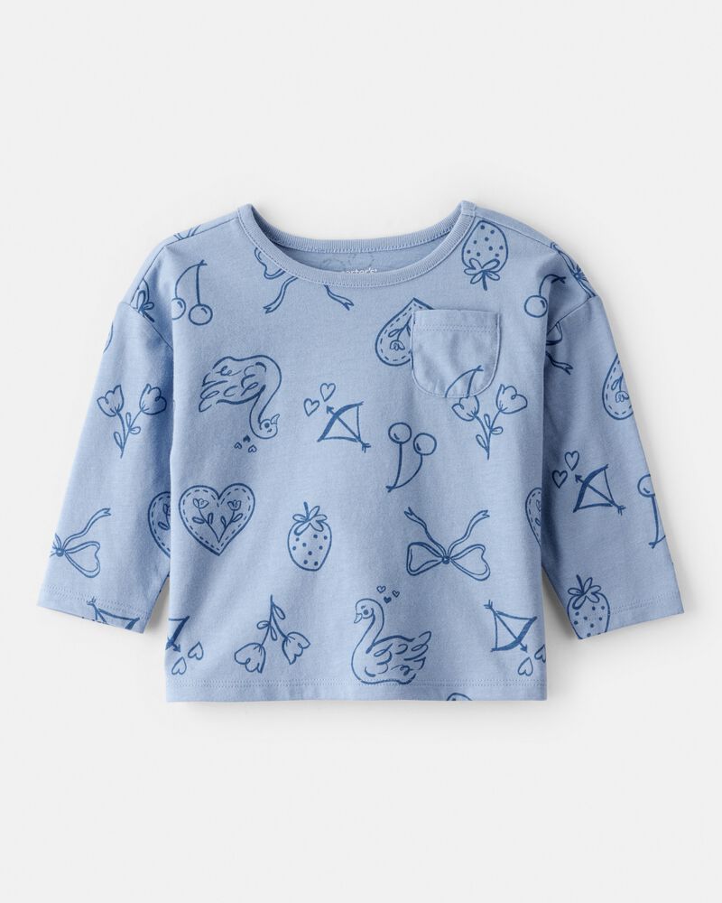 Baby Girl Icon Print  Long Sleeve Tee - Blue , image 1 of 3 slides