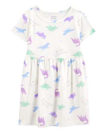 Toddler Dinosaur Print Short-Sleeve Dress, 