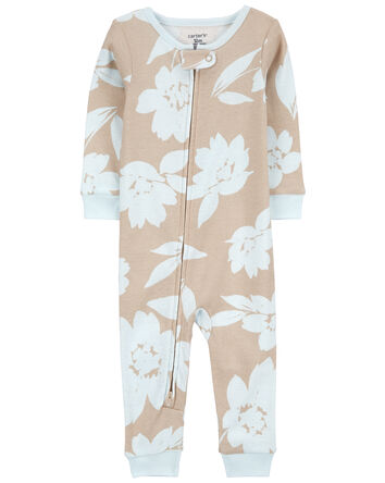 Pyjama 1 pièce sans pieds en coton ajusté à imprimé fleuri, 