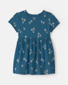 B&eacute;b&eacute; fille - Robe manches courtes &agrave; motif floral - Bleu marine, image 1 sur 3 diapositives