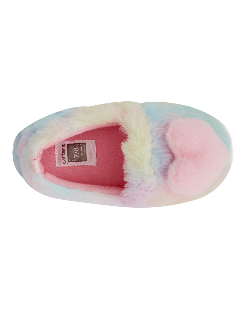 Rainbow Heart Faux Fur Loafer Slippers, image 4 of 6 slides