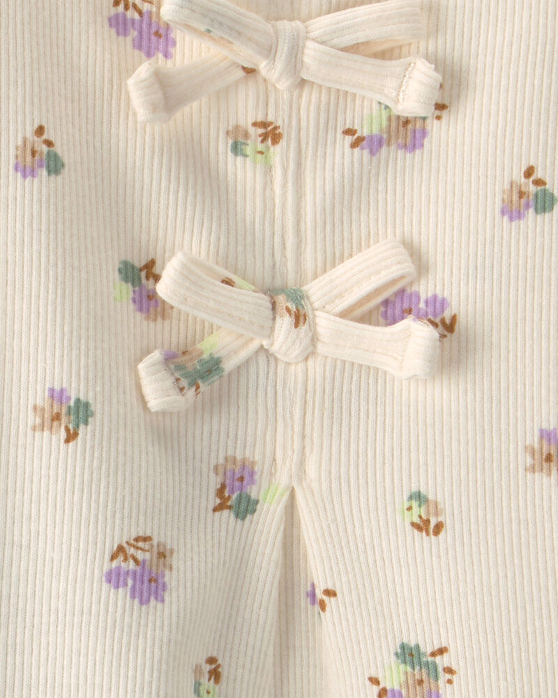 Baby Girl 2-Piece Floral French Terry Top & Pant Set - Green/Ivory, image 4 of 5 slides