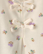 Baby Girl 2-Piece Floral French Terry Top & Pant Set - Green/Ivory, image 4 of 5 slides