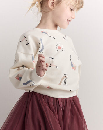 Toddler Dolman-Sleeve Sweatshirt in Park Day Print - Cream, 