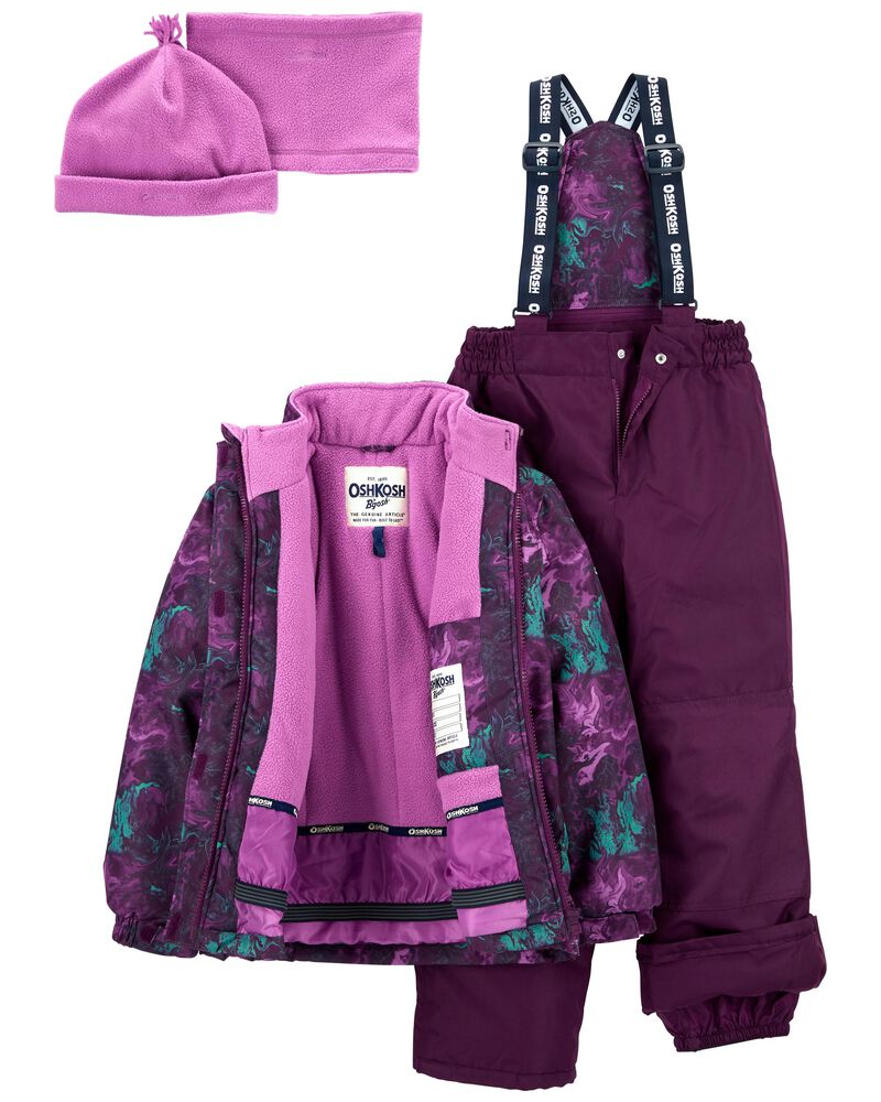 Purple 2Piece Snowsuit With Bonus Hat & Neck Warmer