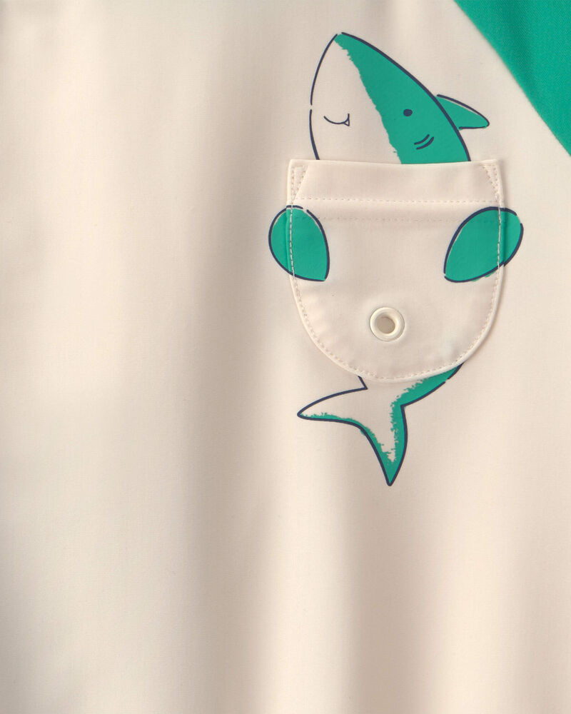 Baby Boy 2-Piece Shark Rashguard Swimsuit Set - Green/Cream, image 4 of 5 slides