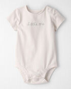 Baby 'Little One' Organic Cotton Embroidered Bodysuit in Ivory, image 1 of 4 slides