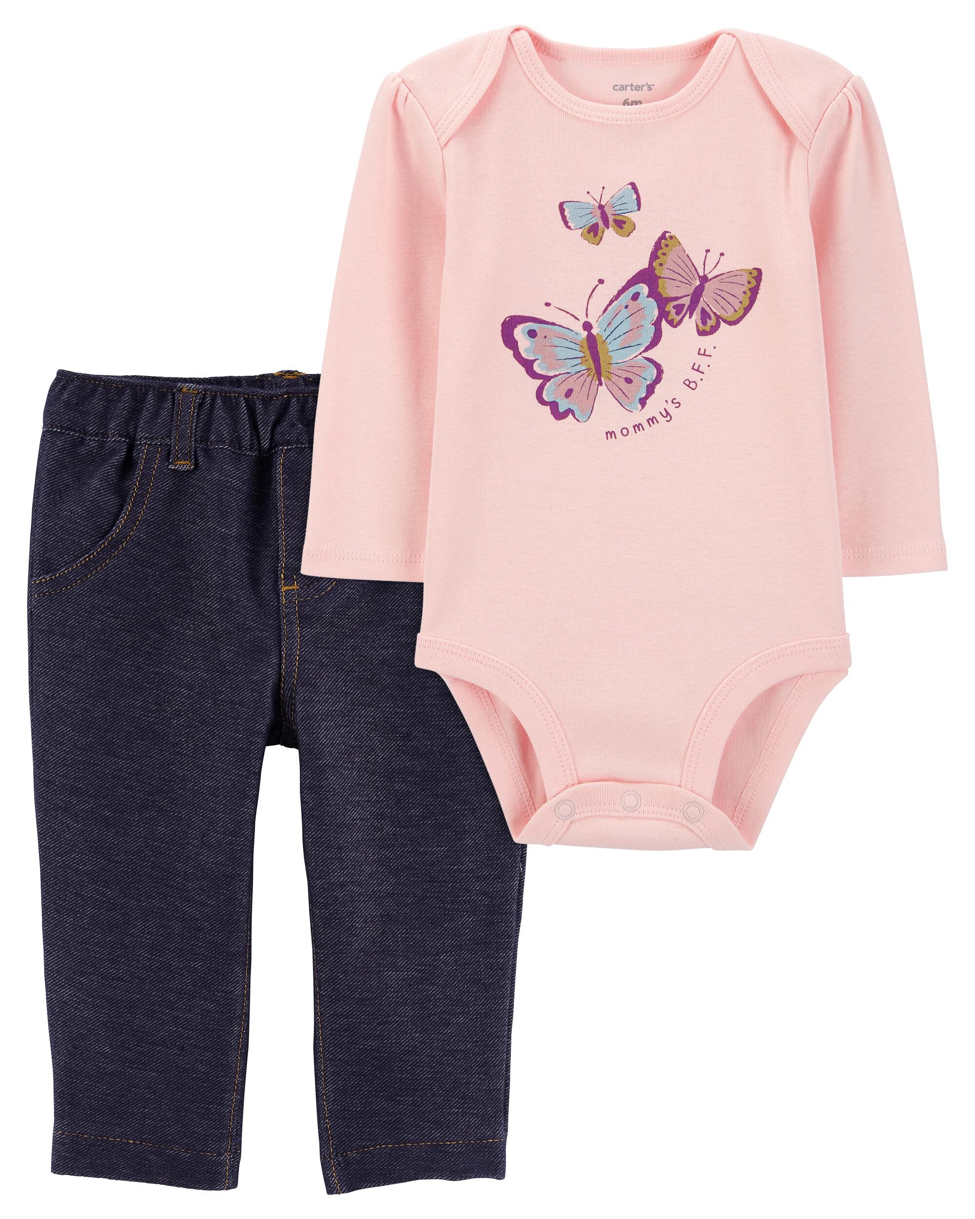 Multi Baby 2 Piece Long Sleeve Bodysuit Pant Set Carter s Oshkosh Canada