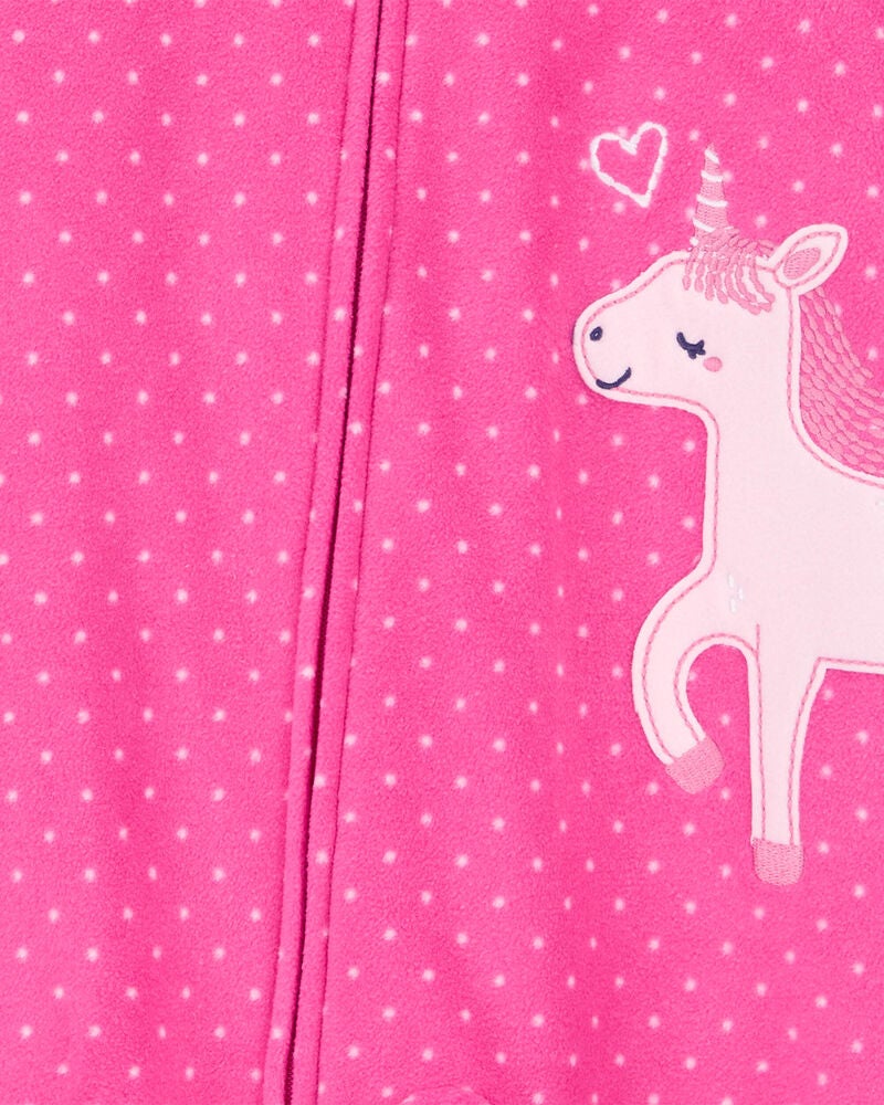 Baby 1-Piece Unicorn Fleece Footless Pyjamas, image 2 of 4 slides