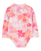 Baby 1-Piece Floral Print Long-Sleeve Rashguard Swimsuit - Pink, image 3 of 5 slides