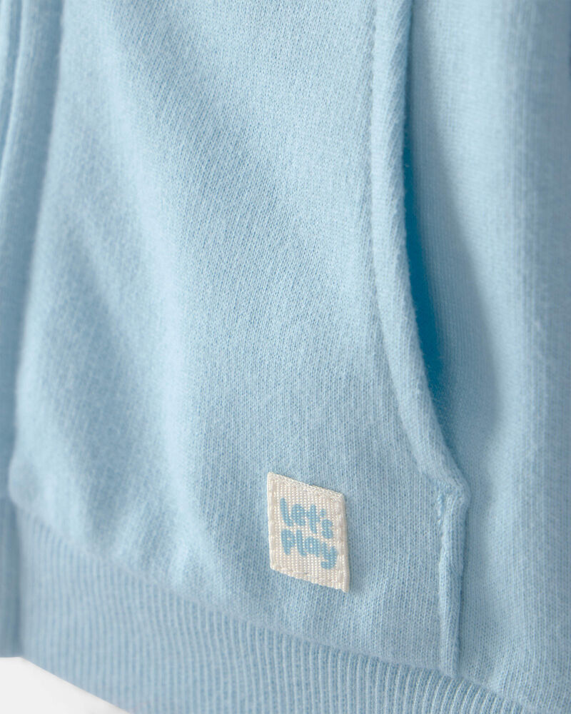 Baby French Terry Zip-Up Hoodie - Blue, image 2 of 4 slides