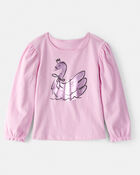 Toddler Girl Metallic Swan Long-Sleeve Graphic Tee - Pink, image 1 of 3 slides
