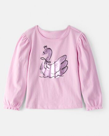 Toddler Girl Metallic Swan Long-Sleeve Graphic Tee - Pink, 