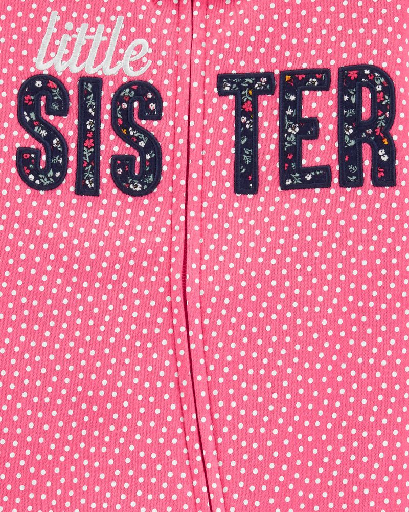 Baby Little Sister 2-Way Zip Cotton Sleeper Pyjamas, image 2 of 2 slides