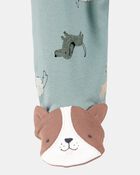 Baby Boy Dog Print 2-Way Zip Cotton Sleeper, image 2 of 4 slides