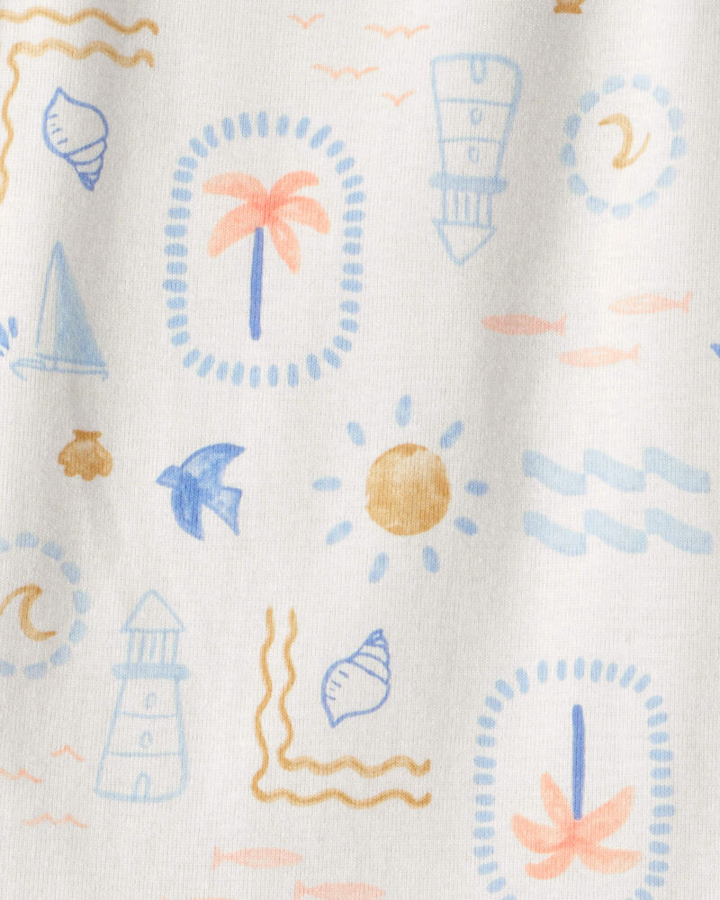 Baby Girl 3-Pack Beach Flutter-Sleeve Multipack Bodysuits - Orange/Blue/Ivory, image 3 of 5 slides