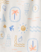 Baby Girl 3-Pack Beach Flutter-Sleeve Multipack Bodysuits - Orange/Blue/Ivory, image 3 of 5 slides