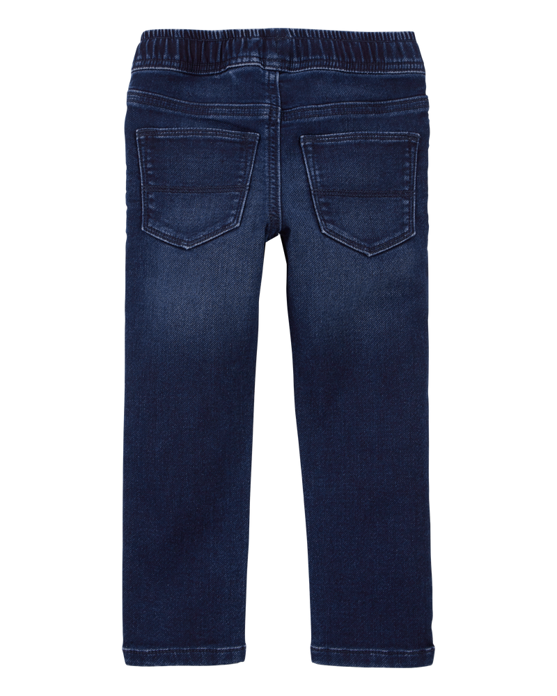 Toddler Knit-Like Denim Drawstring Jeans, image 2 of 5 slides