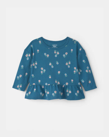 B&eacute;b&eacute; fille - Haut manches longues &agrave; motif floral - Sarcelle, 