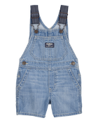 Baby Denim Shortalls: Hickory Stripe Strap Remix, image 1 of 5 slides