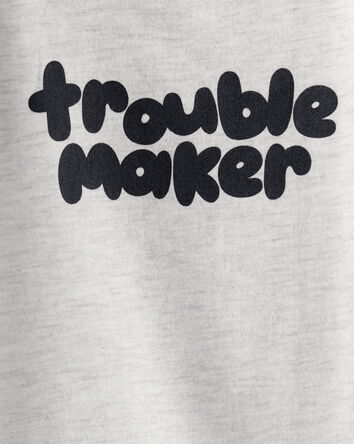 B&eacute;b&eacute; gar&ccedil;on - Cache-couche &agrave; manches courtes &agrave; imprim&eacute; &laquo;Trouble Maker&raquo; - Gris, 