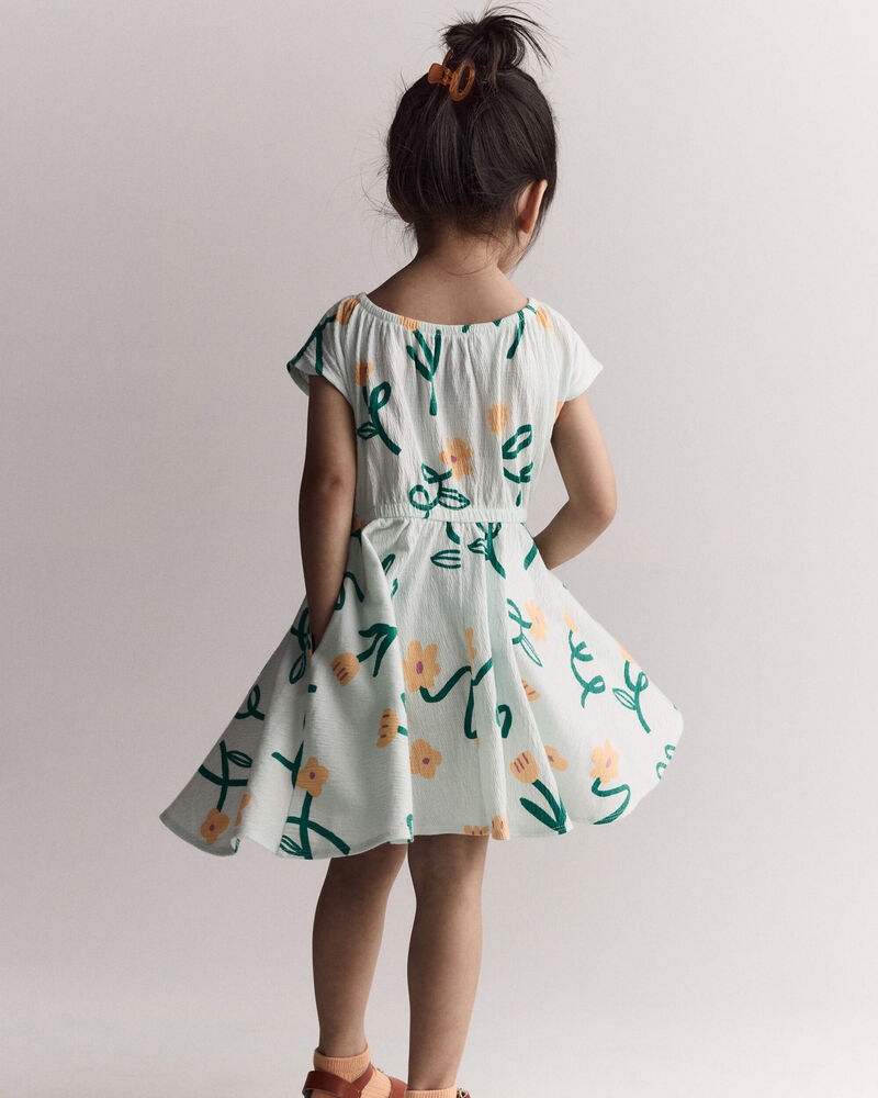 Toddler Girl Avenue Twirl&trade; Dress in Floral Print - Light Green, image 5 of 6 slides