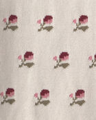 Girls Organic Cotton Sweater Knit Pullover in Floral Jacquard, image 4 of 4 slides