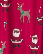 Adult Brown Santa Christmas Fleece Loose Fit Pyjama Bottoms - Red, image 2 of 4 slides