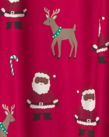 Adult Brown Santa Christmas Fleece Loose Fit Pyjama Bottoms - Red, 