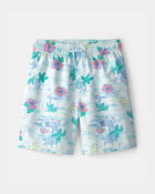 Ensemble 2 pi&egrave;ces haut dermoprotecteur et short maillot de bain &agrave; motif de palmiers pour gar&ccedil;on - Bleu, image 5 sur 7 diapositives