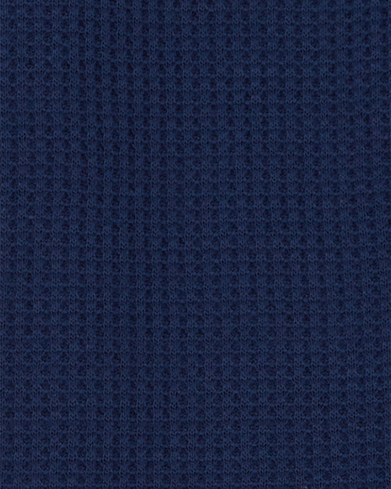 Tout-petit garçon - Pyjama 2 pièces décontracté en tricot gaufré de couleur unie - Bleu marine, image 3 sur 4 diapositives