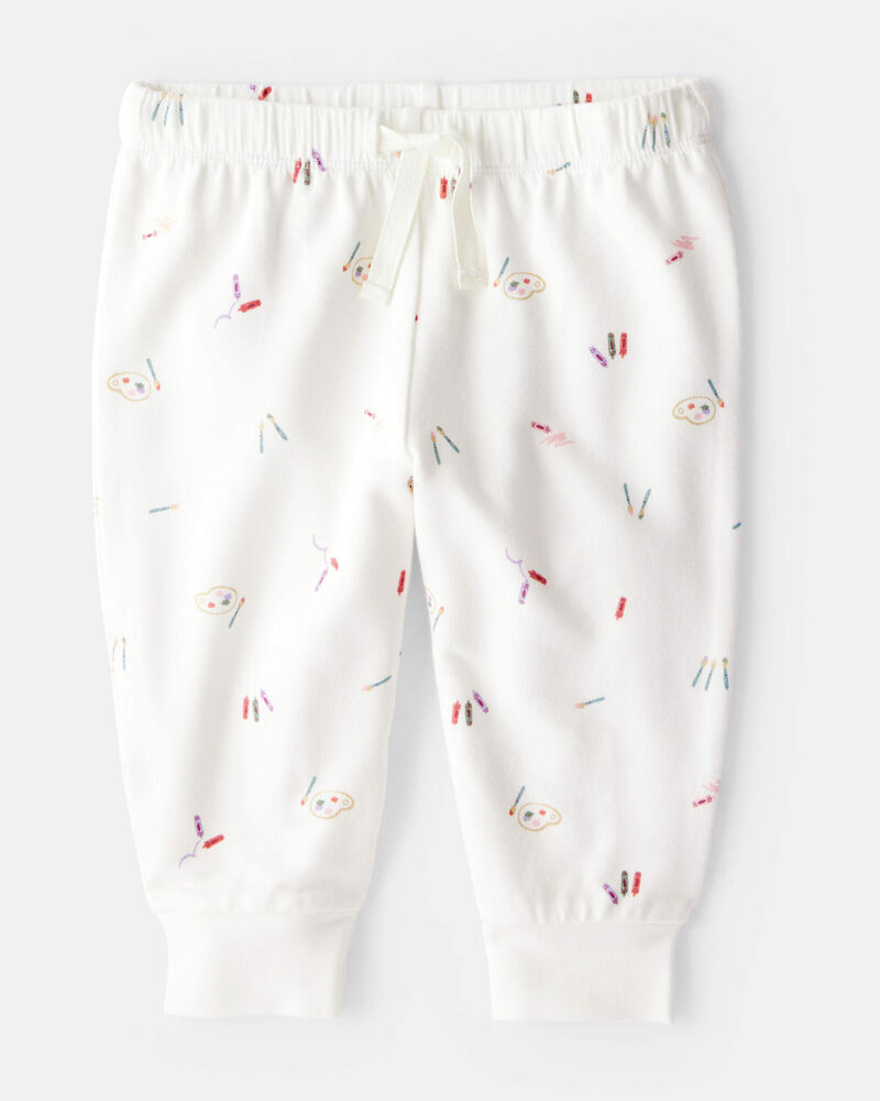 Baby Girl Paint Print PurelySoft Long-Sleeve Tee & Pant Set - White, image 2 of 6 slides