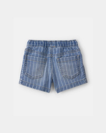 Baby Boy Striped Denim Drawstring Shorts - Medium Blue, 
