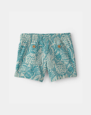 Baby Boy Pineapple Linen Shorts - Blue, 