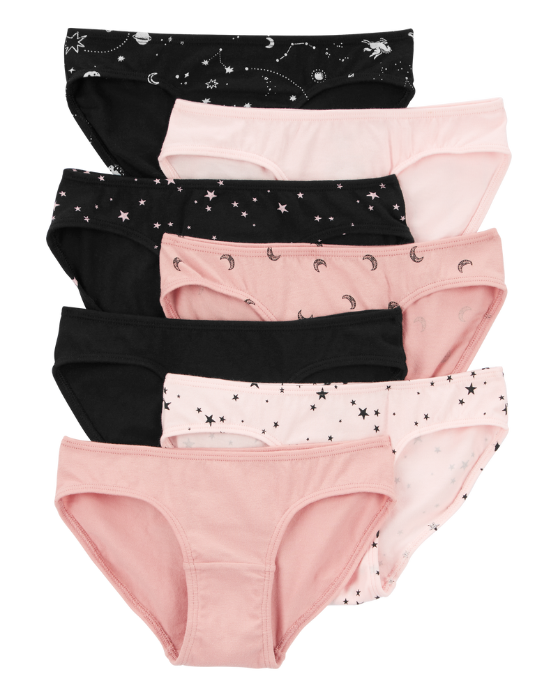 Enfant Emballage de 7 culottes bikini en coton extensible à motifs d’étoiles, image 1 sur 3 diapositives