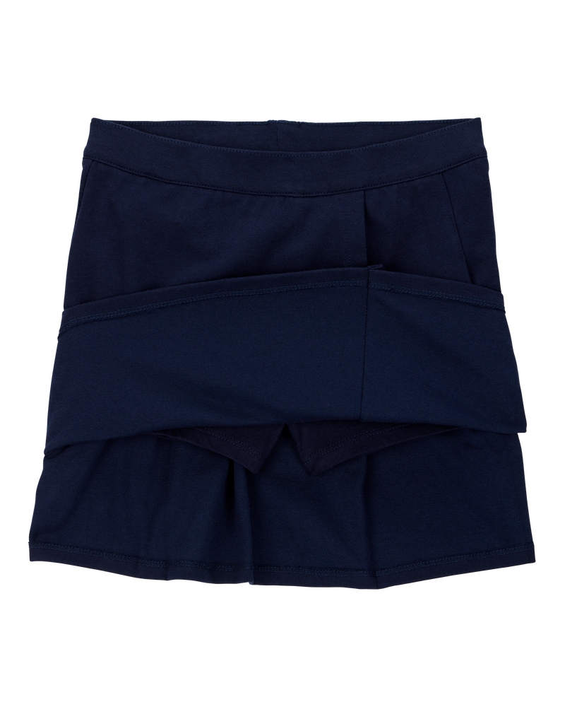 Kid Ponte Knit Uniform Skirt - Navy, image 2 of 4 slides