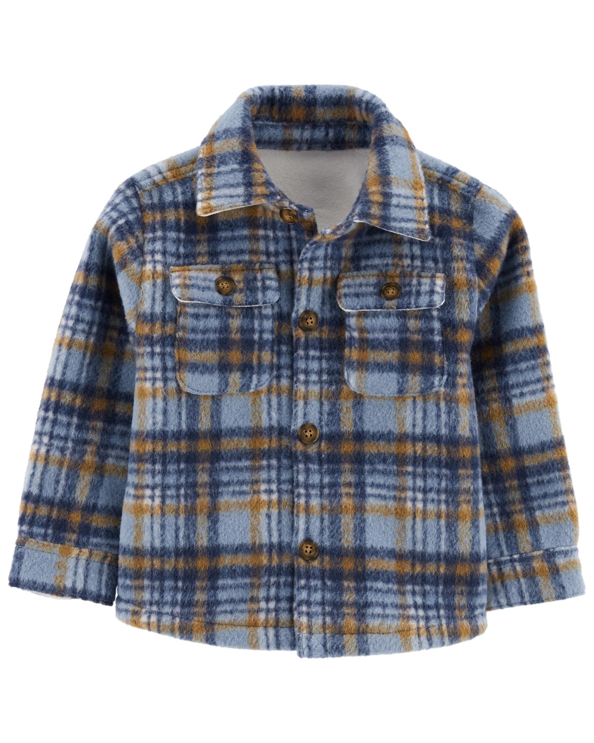 Turquoise Brown Plaid Fleece Lined Shacket Carter s Oshkosh Canada