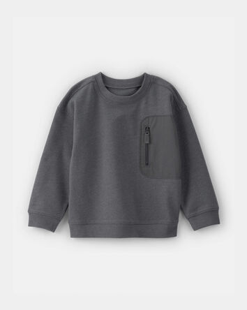 Tout-petit gar&ccedil;on - Chandail en jersey bouclette &agrave; passer par-dessus la t&ecirc;te avec fermeture &agrave; glissi&egrave;re - Gris, 
