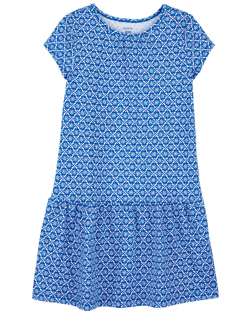 Kid Geo Print Cotton Dress, image 1 of 4 slides