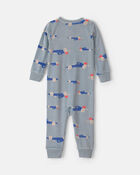 B&eacute;b&eacute; gar&ccedil;on - Pyjama ajust&eacute; 1 pi&egrave;ce en DreamPlum et fermeture &agrave; glissi&egrave;re double sens et motif voiture de course - Bleu marine, image 2 sur 4 diapositives