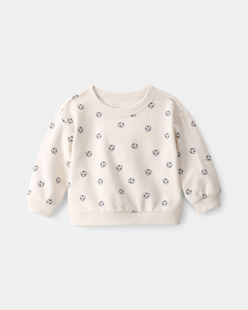 Baby Soccer French Terry Pullover Sweatshirt - Cream, image 1 of 3 slides